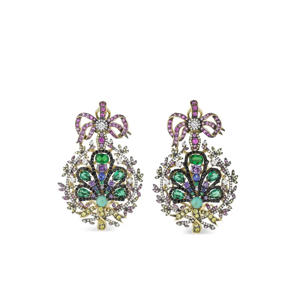 Серьги Mirage Peacock из желтого золота с камнями 1