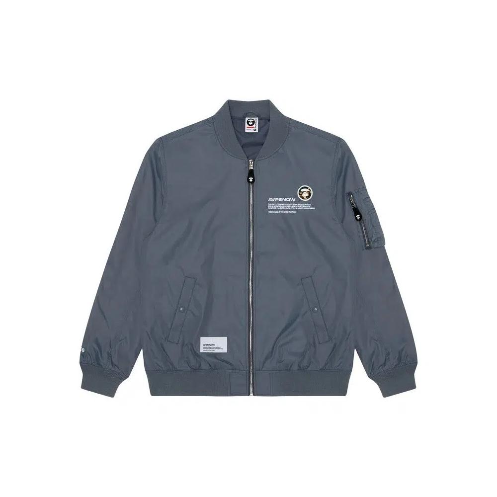 Бомберы AAPE Moonface Patch Zip-Up Bomber Jacket 'Grey/Light' 1