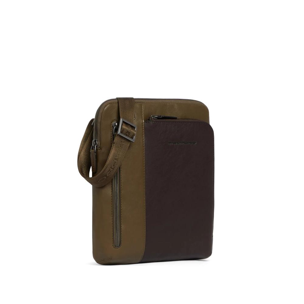 leather panelled messenger bag 1