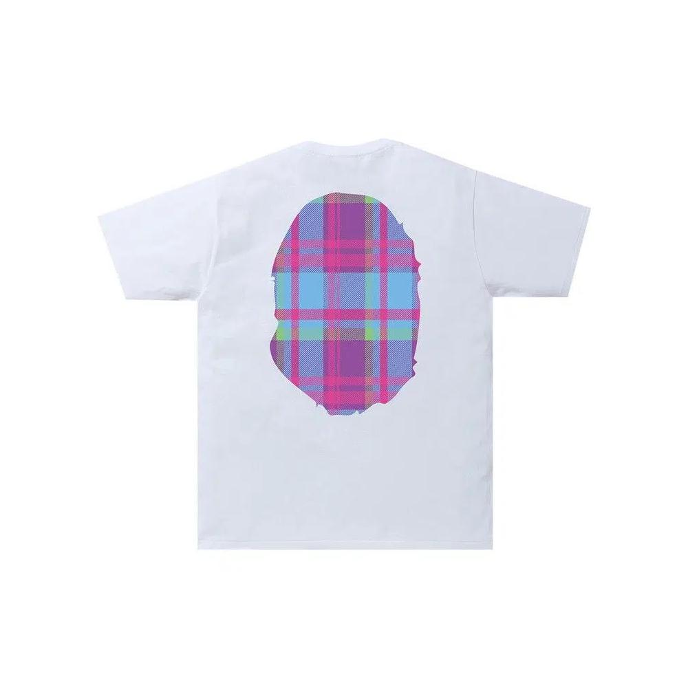 Футболки BAPE Check Big Ape Head Tee 'Белый/Фиолетовый' 2