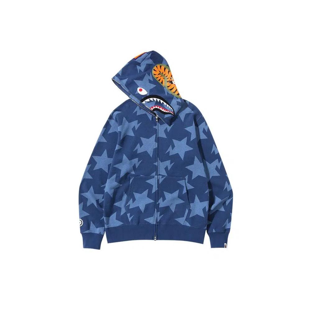 Толстовки на молнии BAPE Sta Pattern Shark Full Zip Hoodie 'Индиго' 2