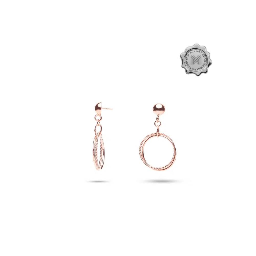 Серьги-капли Minimal Twined Circles из розового золота с родиевым покрытием 925 5