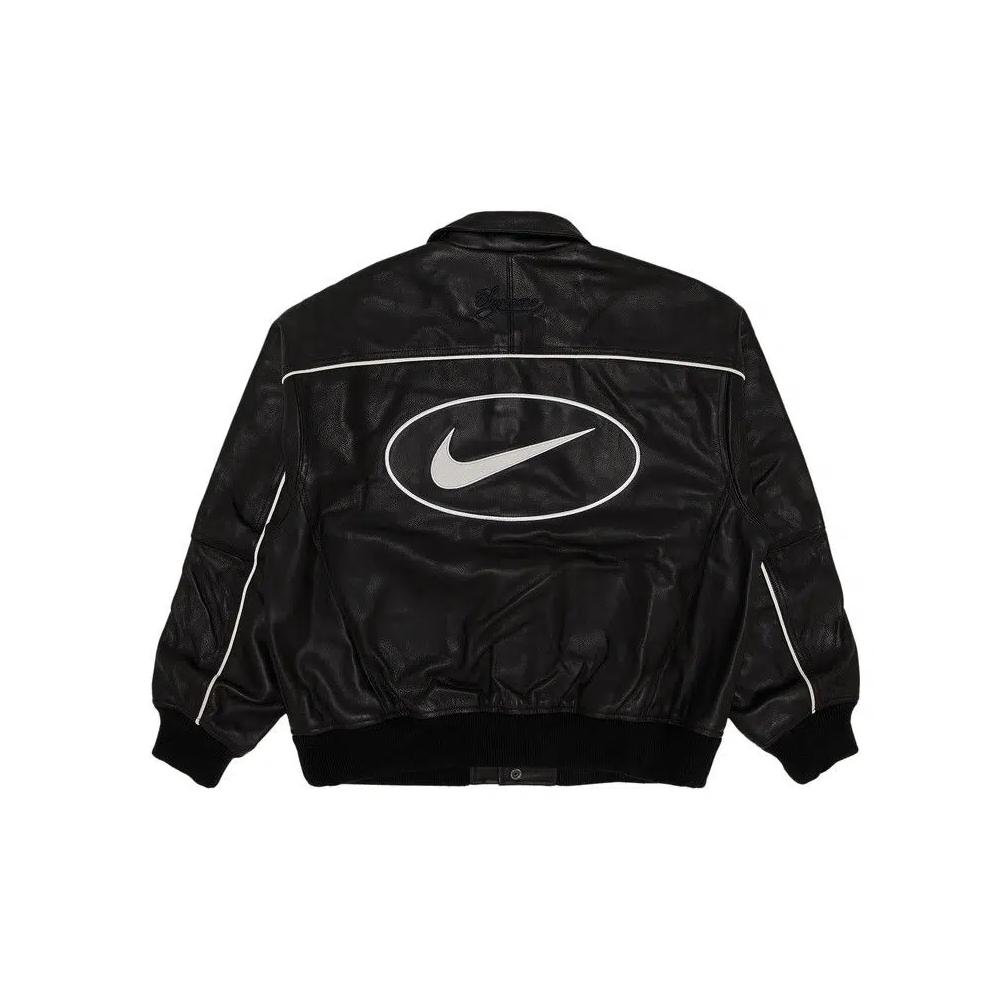 Бомберы Supreme x Nike Leather Varsity Jacket 'Black' 2
