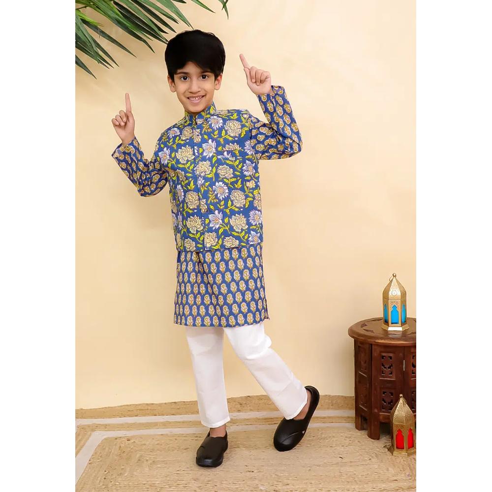 The Mom Store Blaze Boys Jacket And Kurta Pajama Set - Синий 3