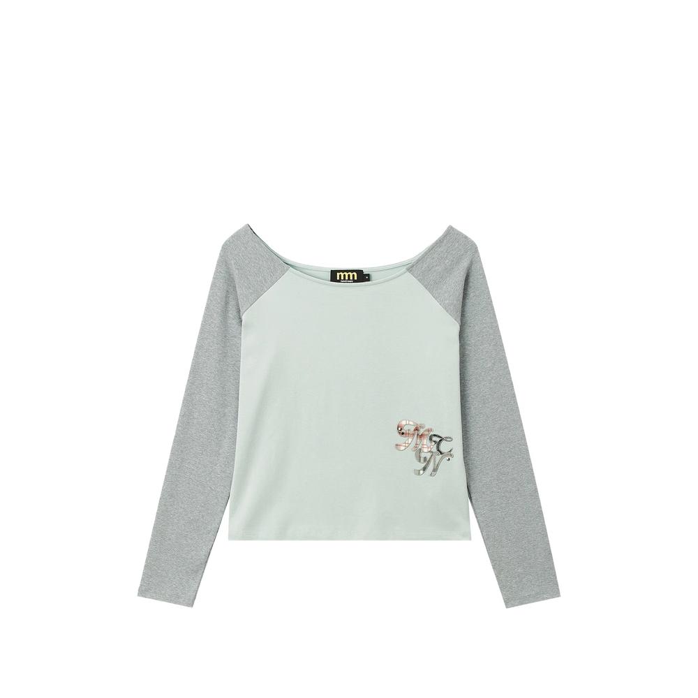 raglan-sleeve off-shoulder T-shirt 1