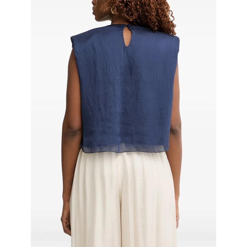 padded-shoulder pleated top 2