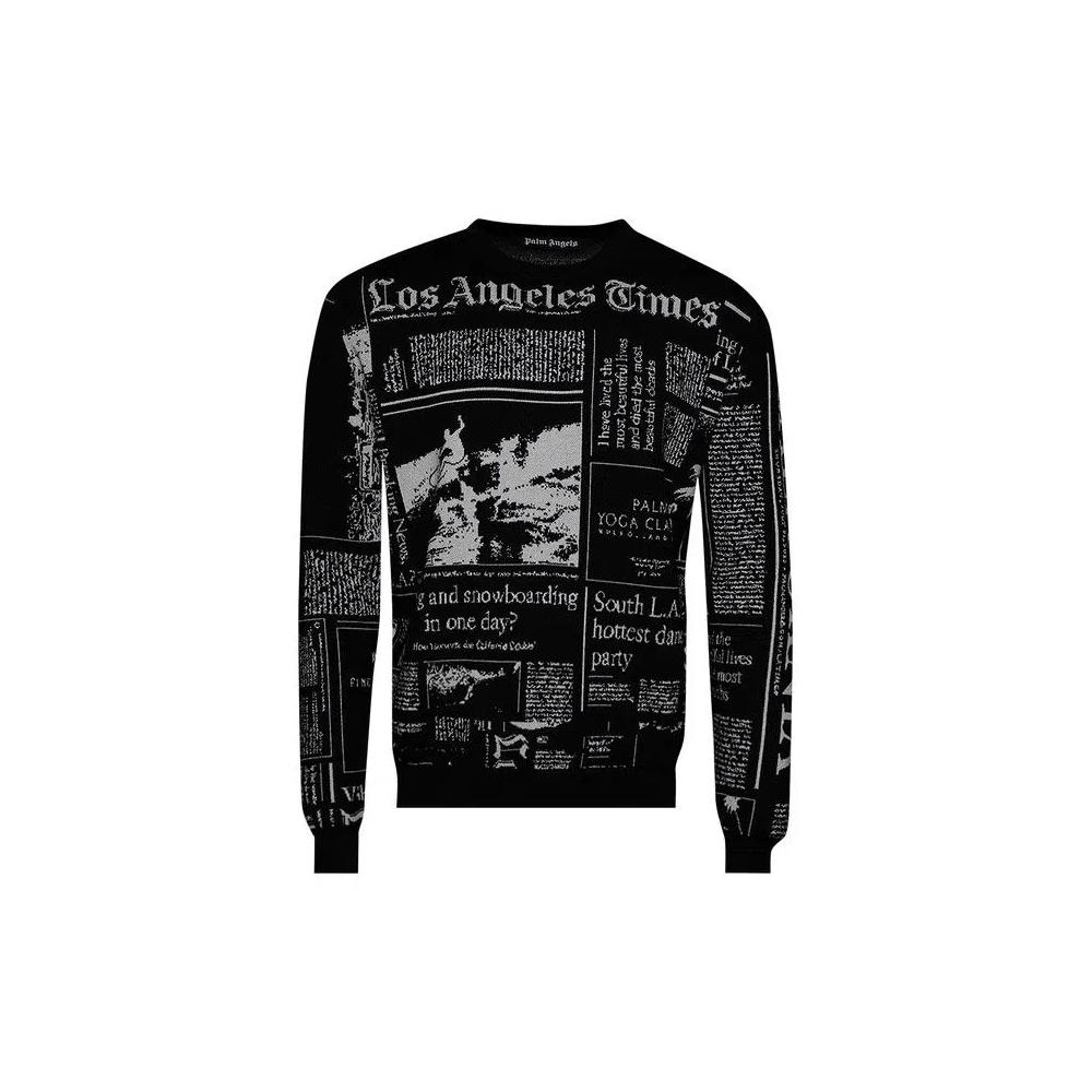 Топы Palm Angels x LA Times Crewneck Knitted Jumper 'Black/Light Grey' 1