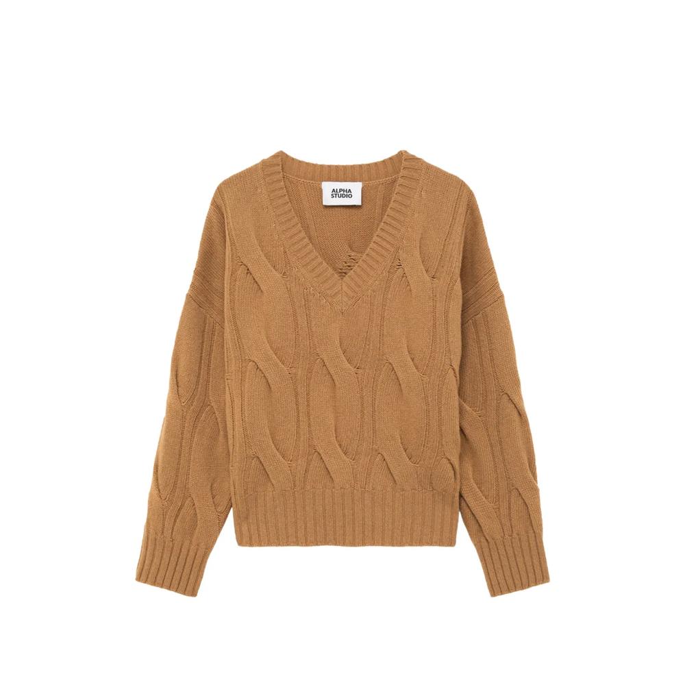 cable-knit V-neck sweater 1