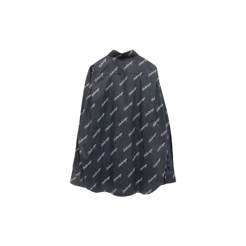 Рубашки на пуговицах Balenciaga All Over Logo Button Down Shirt 'Black' 2