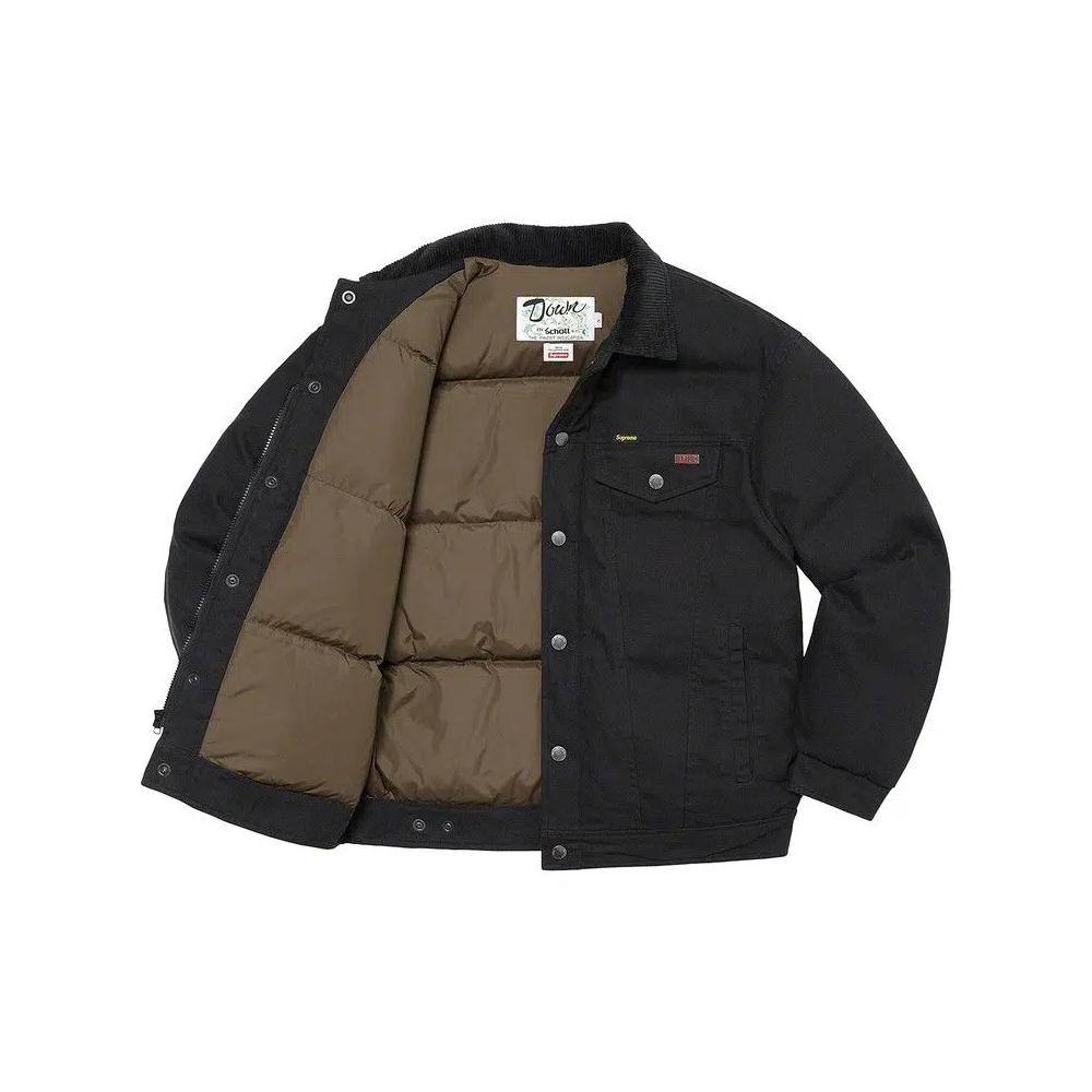 Куртки Supreme x Schott Canvas Down Trucker Jacket 'Black' 3
