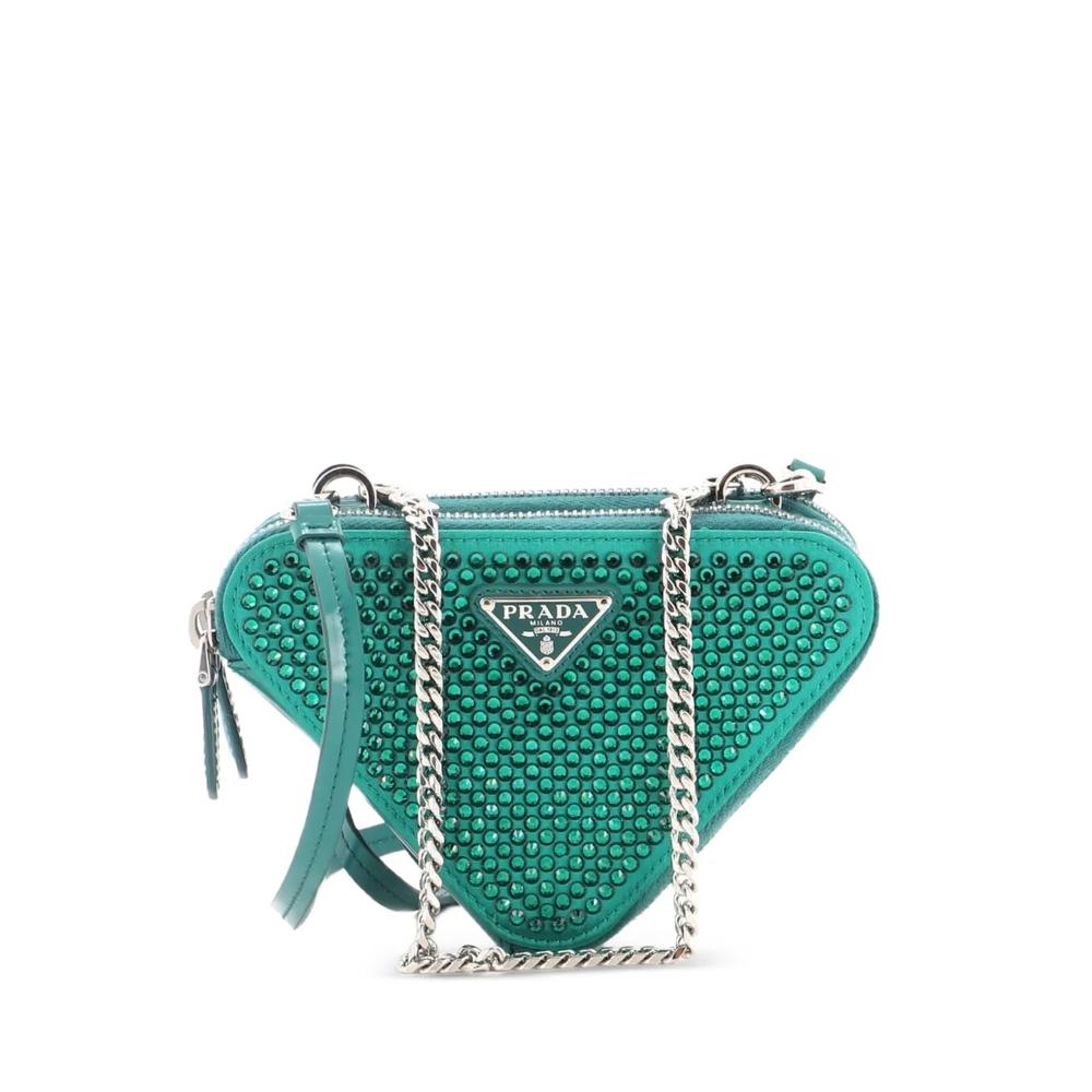 Мини-сумка через плечо Triangle Double Pouch с кристаллами 1
