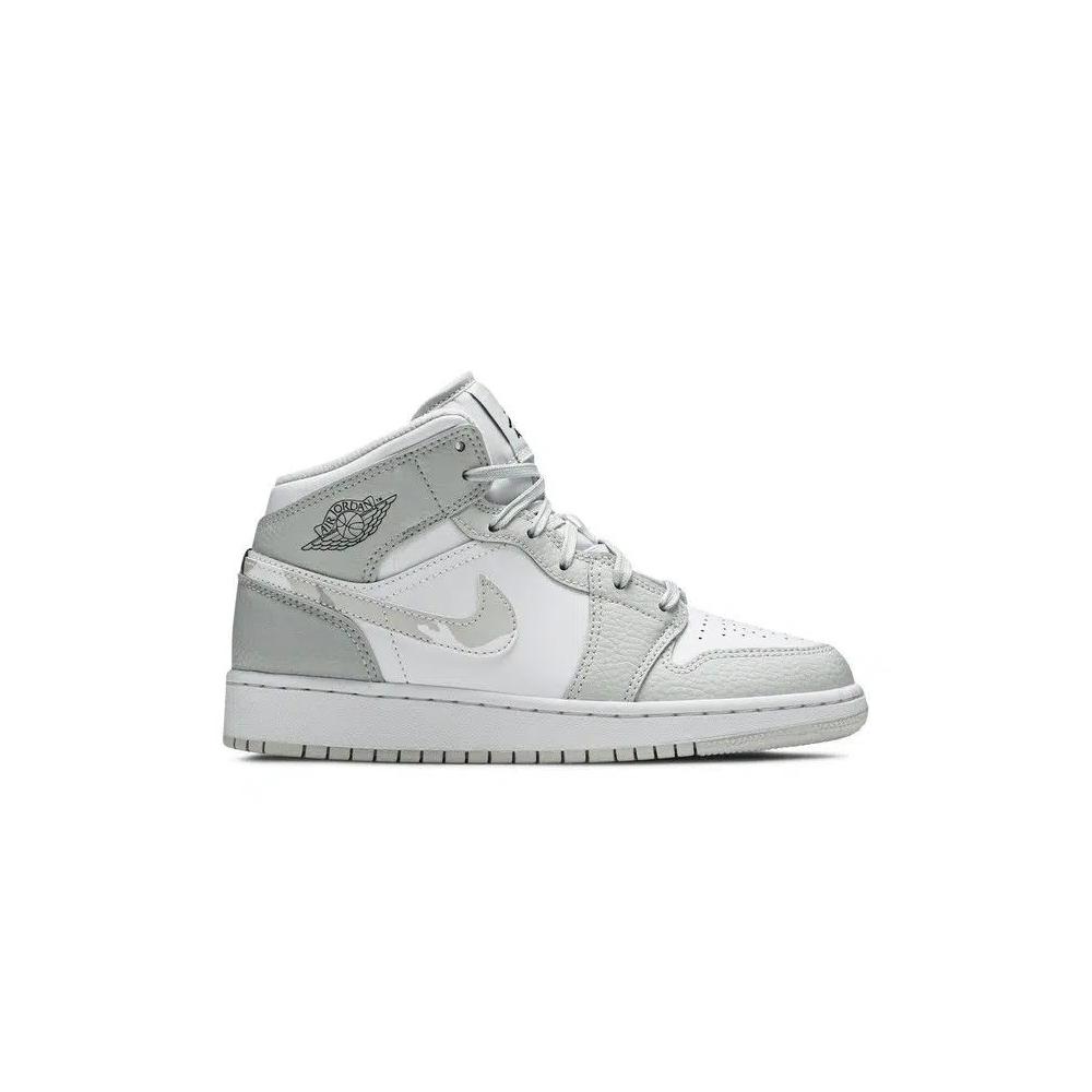 Кроссовки Air Jordan 1 Mid SE GS 'Swoosh Logo - Grey Camo' 1