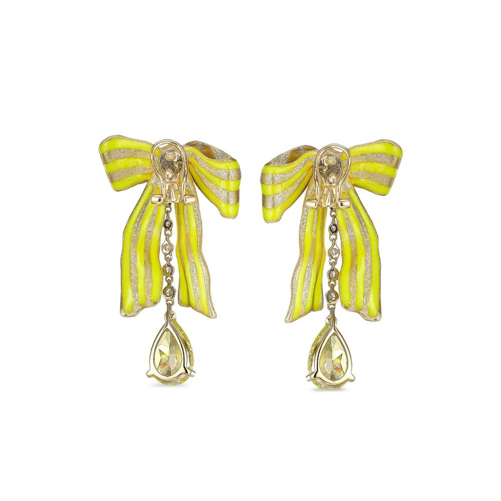 Серьги Bow из желтого золота с бриллиантами 2