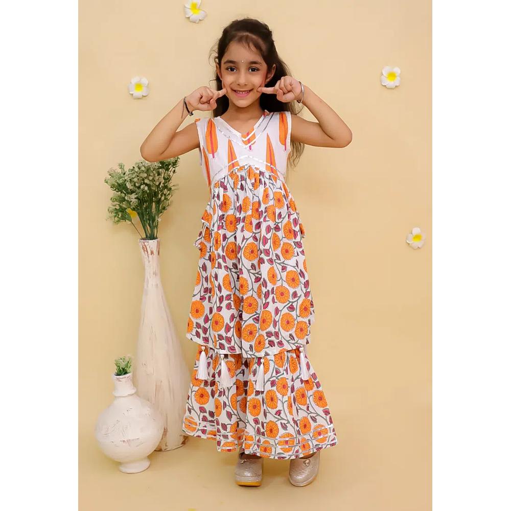 The Mom Store Narangi Девчачий Анаркали Курта Шарара Сет - Мульти 3