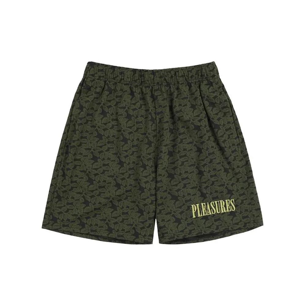 Шорты Pleasures Leaf Jacquard Shorts 'Dark Olive' 1