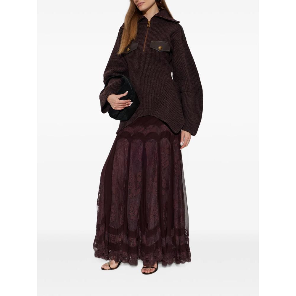lace-insert silk maxi skirt 2