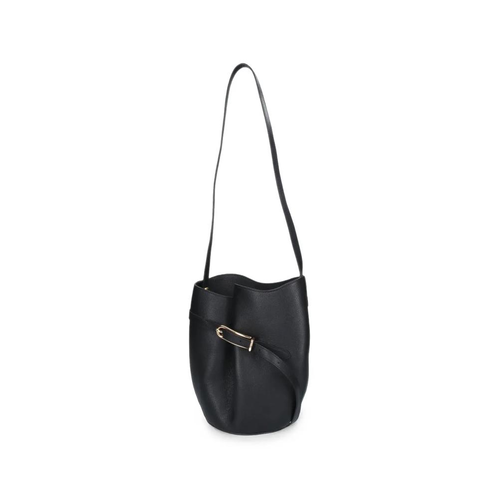 Belted buckle-detail pebbled bucket bag 3