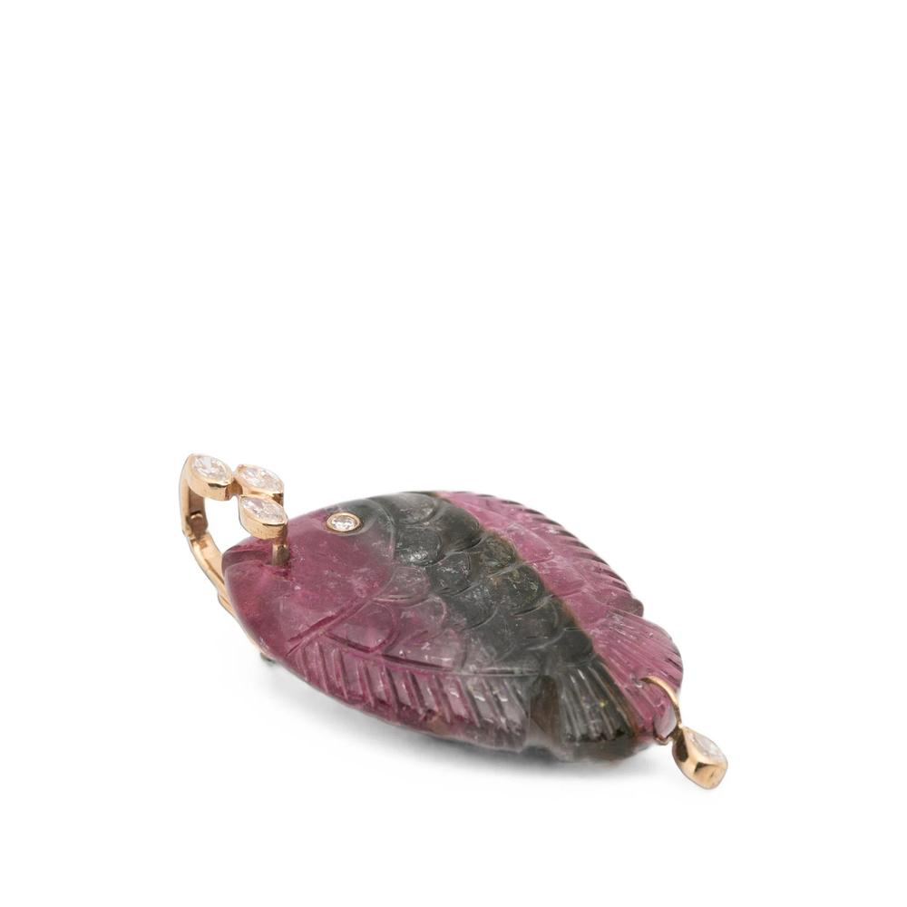 tourmaline and diamond fish pendant 2