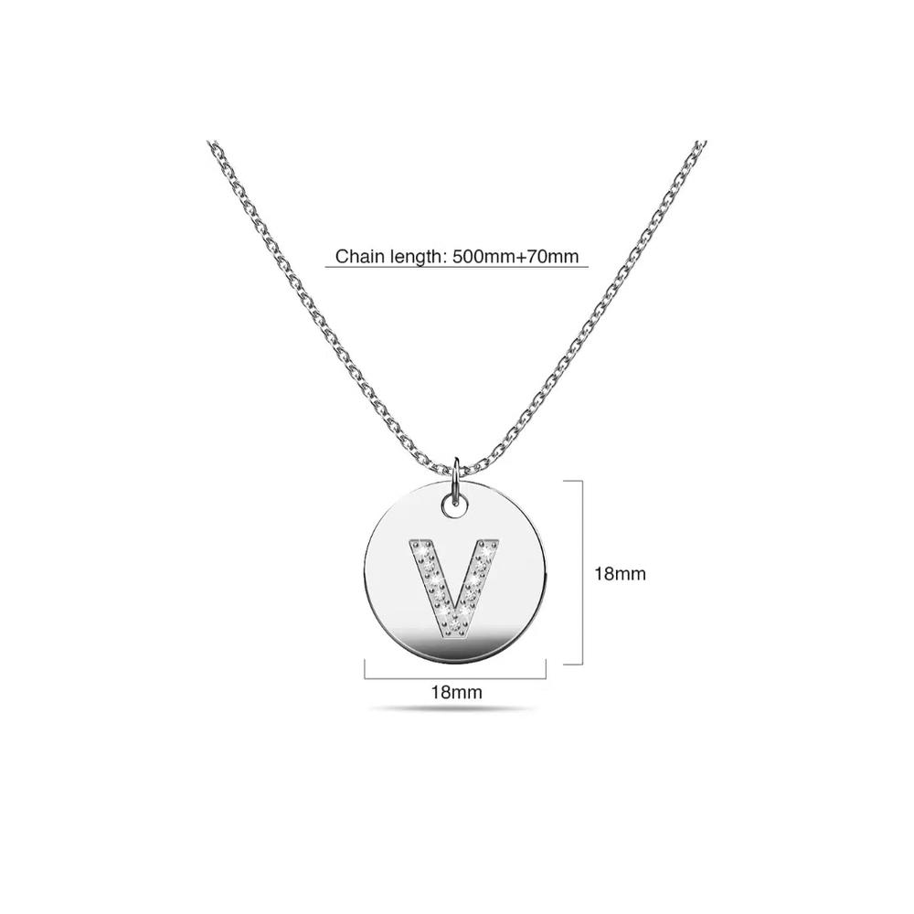 Подвеска-буква Initials Fabulous Alphabet Letter Necklace из белого золота с многослойной сталью - V 4