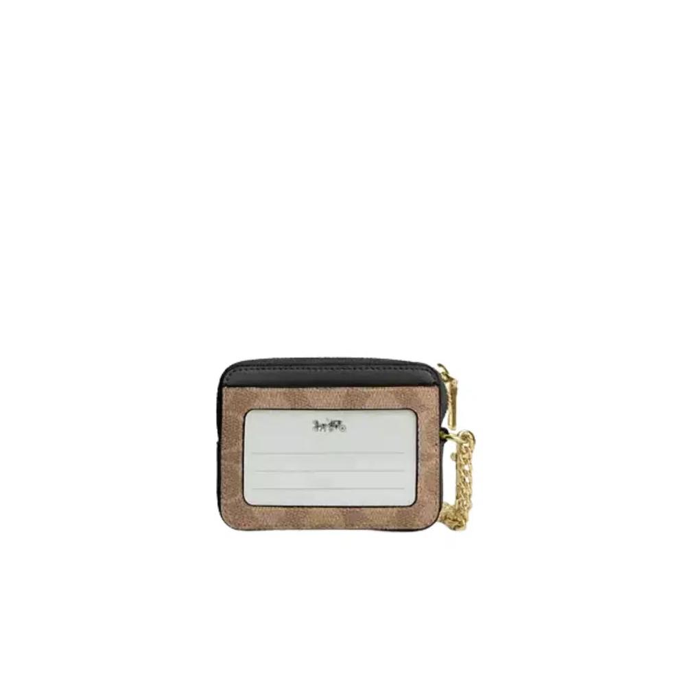 Coach Zip визитница из фирменного холста, цвет загар черный CW883 2