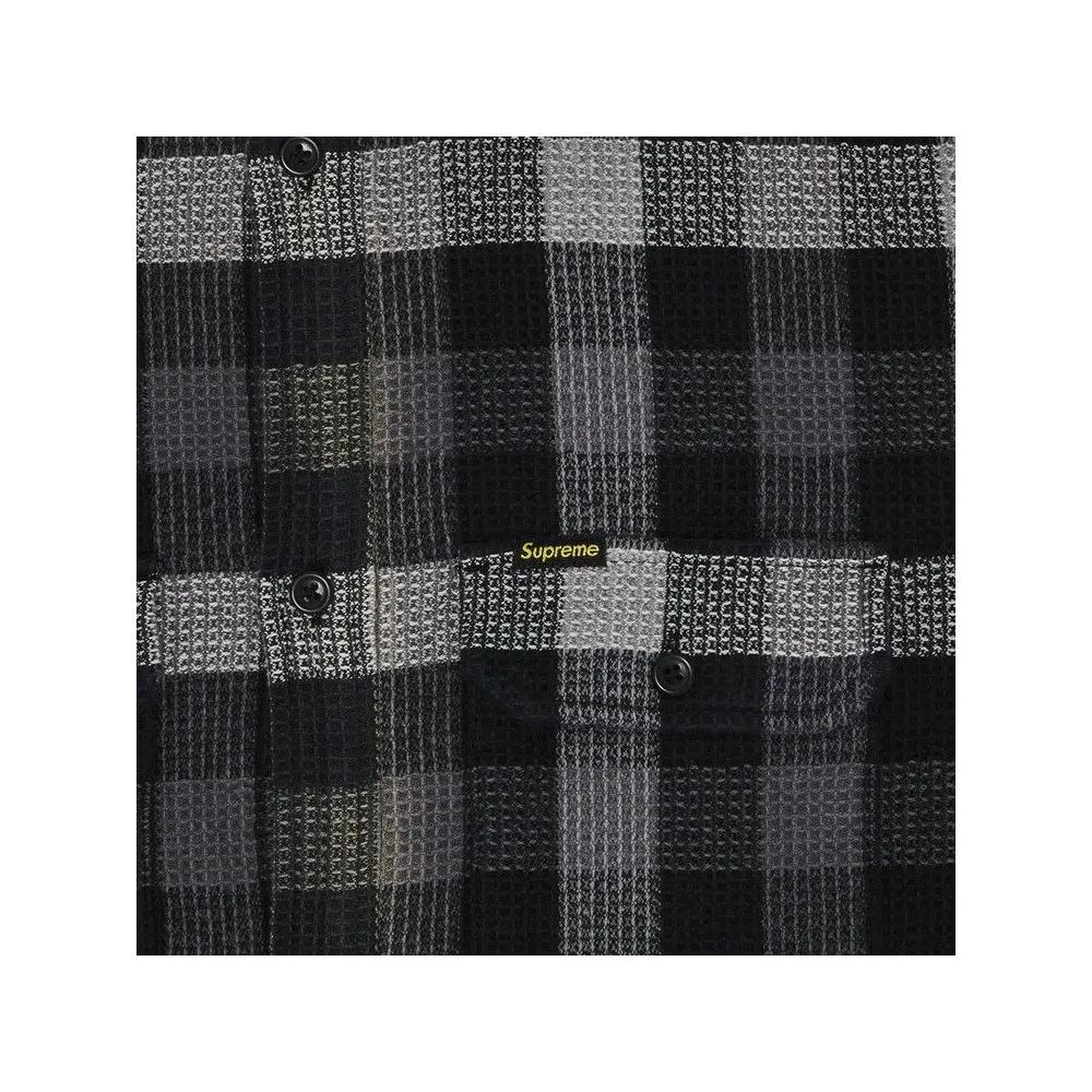 Овершерты Supreme Waffle Plaid Hooded Shirt 'Черный' 3