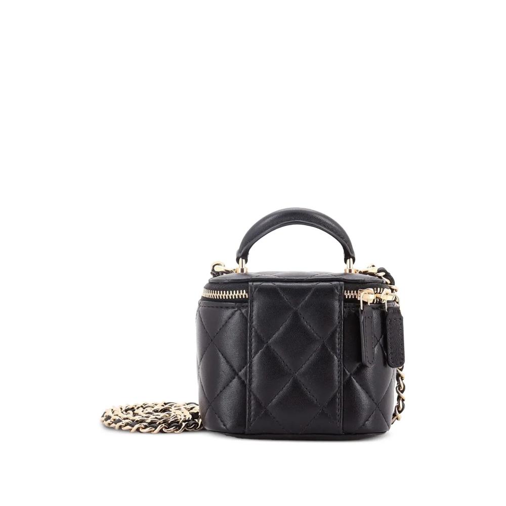 Стеганая мини-сумка через плечо Classic Top Handle Vanity Case с цепочкой 2
