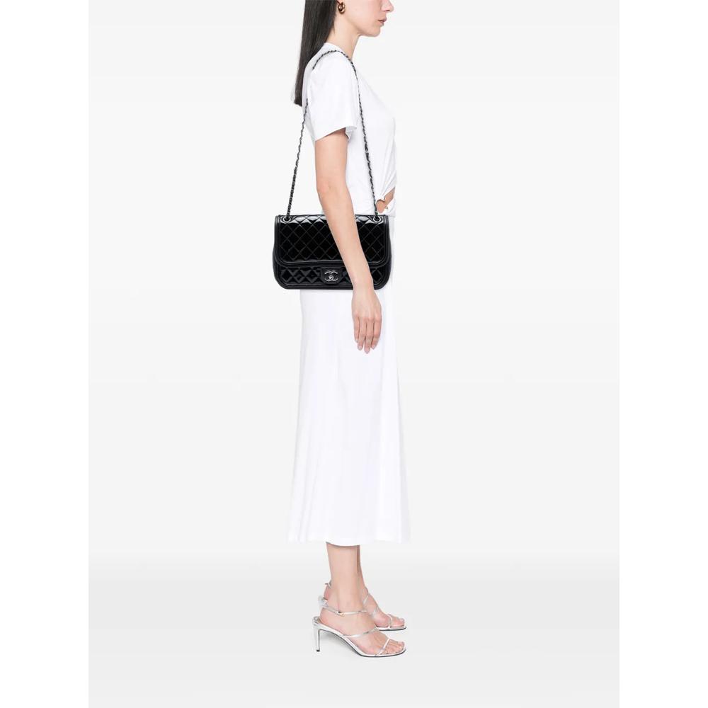 Маленькая сумка на плечо Jumbo Quilted Patent and Lambskin Trimmed Classic Twist Flap (2013-2014 годы) 2