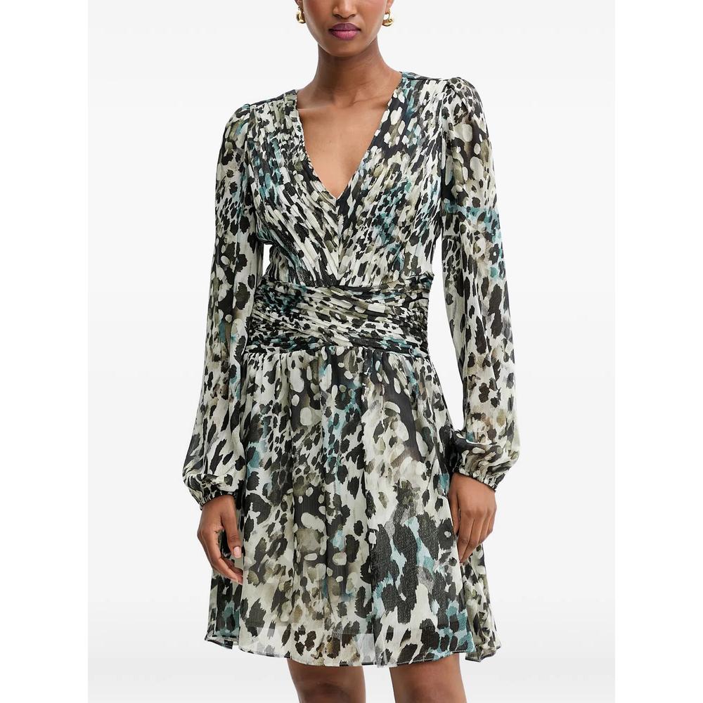 Платье мини с V-образным вырезом и длинными рукавами 1