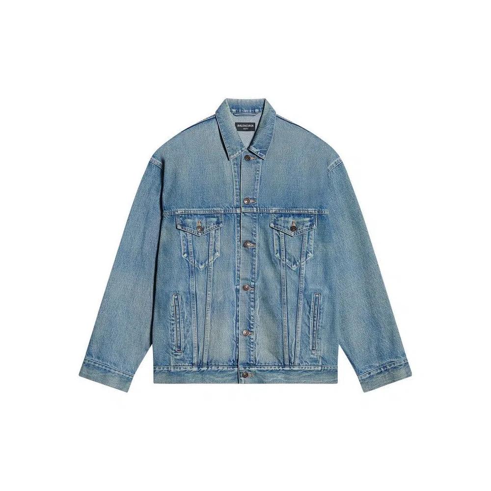 Джинсовые куртки Balenciaga Куртка большого размера 'Washed Light Blue' 1