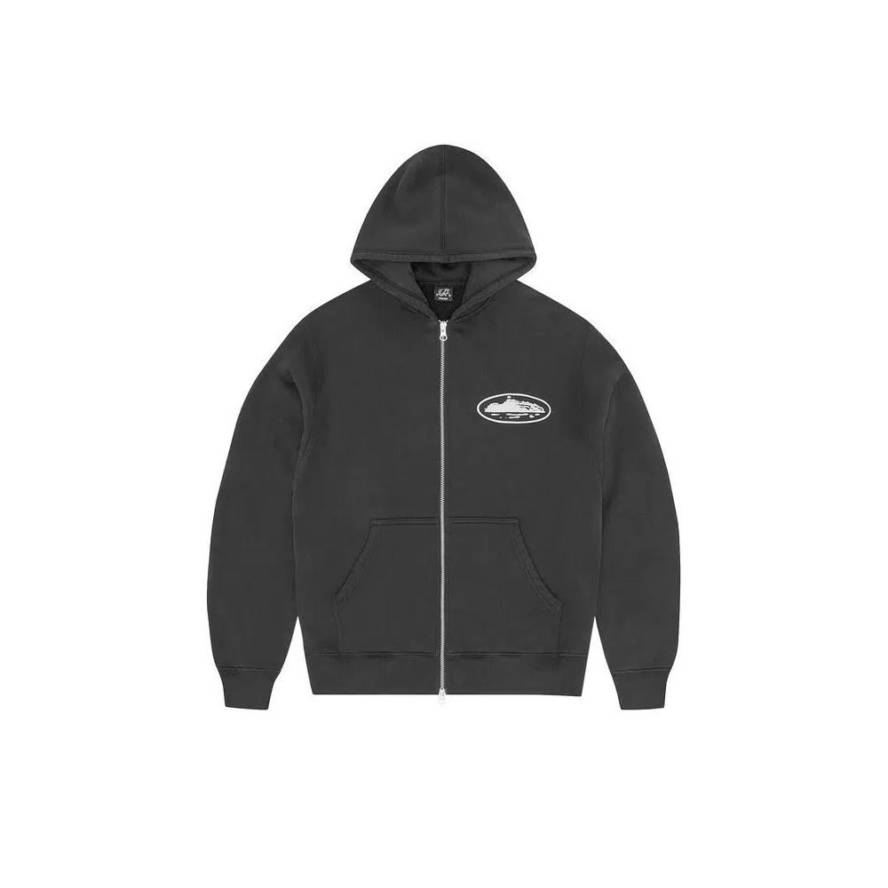 Молнии Corteiz Island Puff Print Zip Hoodie 'Black' 1