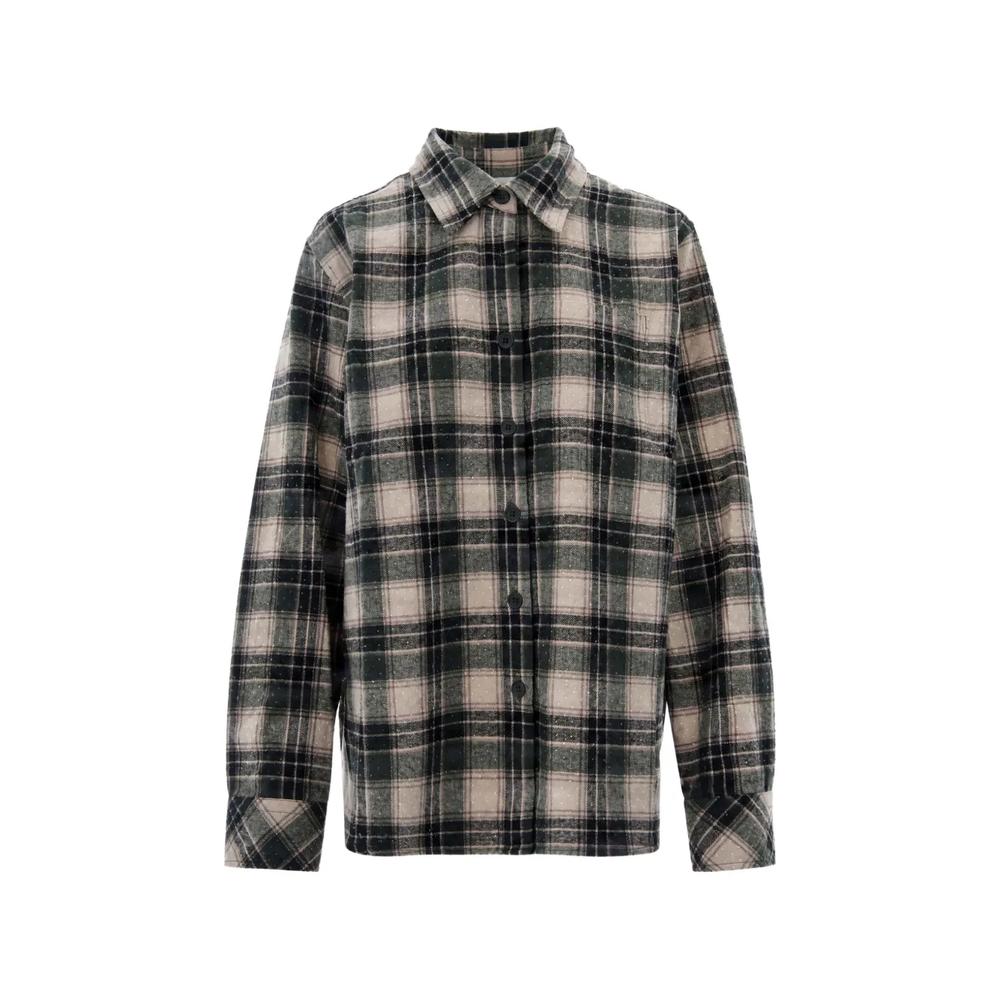 check-pattern crystal-embellished shirt 1