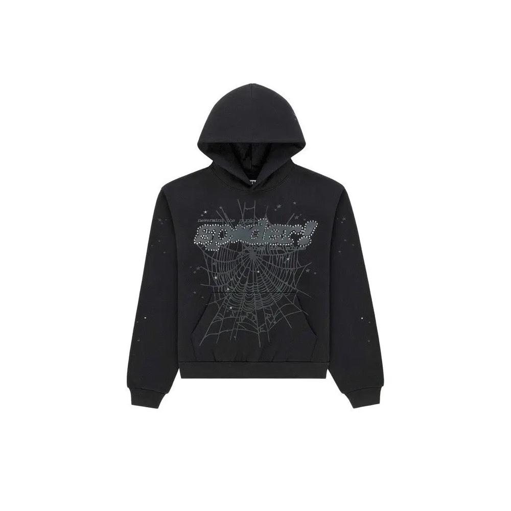 Худи Sp5der Rhinestone Punk V2 Hoodie 'Black' 1