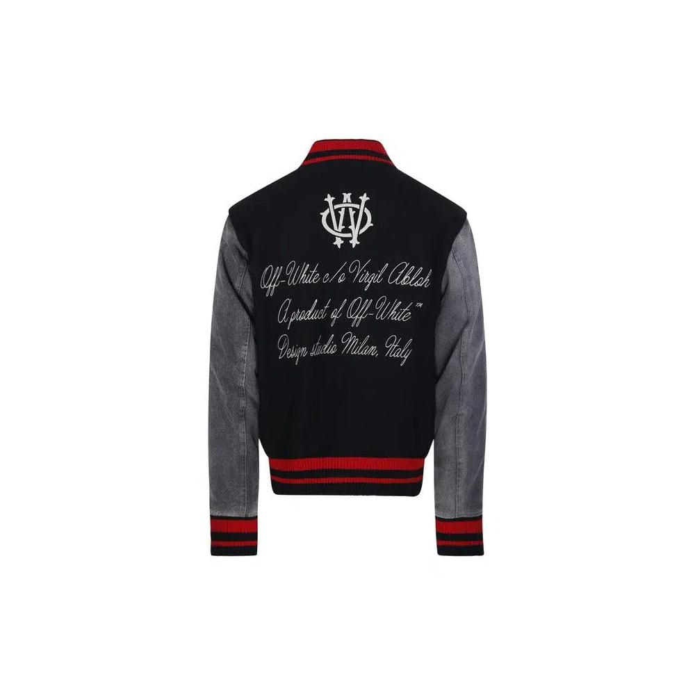 Бомберы Off-White Gothinc Wool Regular Varsity Бомбер 'Black/Red/Grey' 2