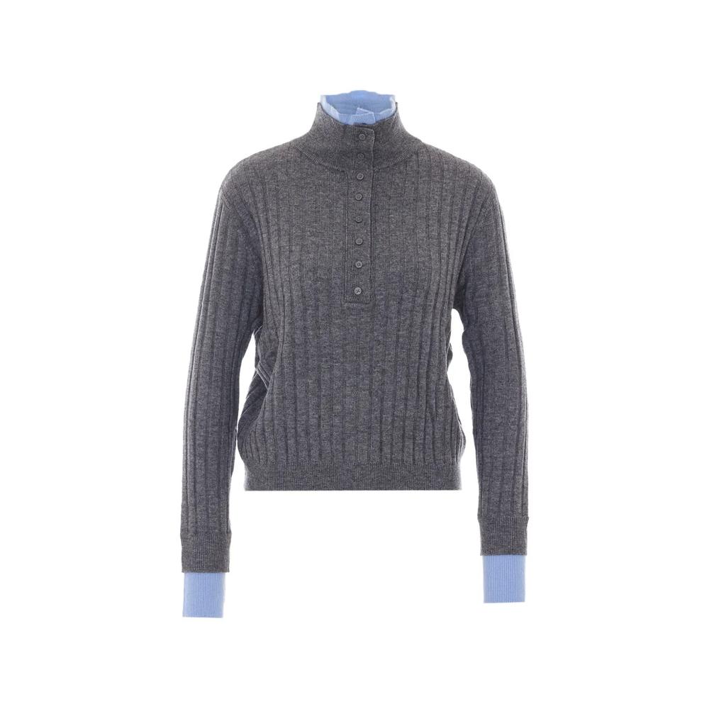 ribbed-knit button-up sweater 1