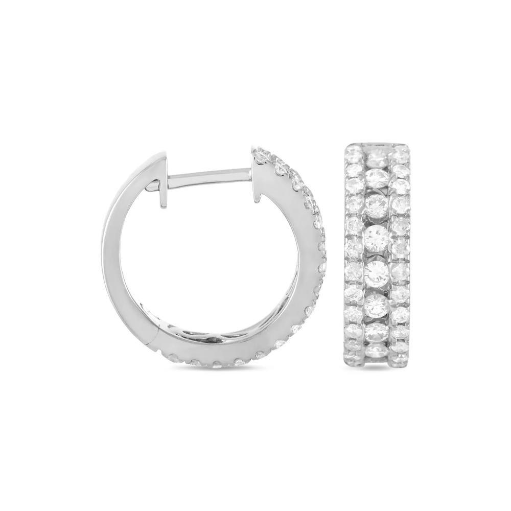 Серьги-кольца из белого золота с бриллиантами 2