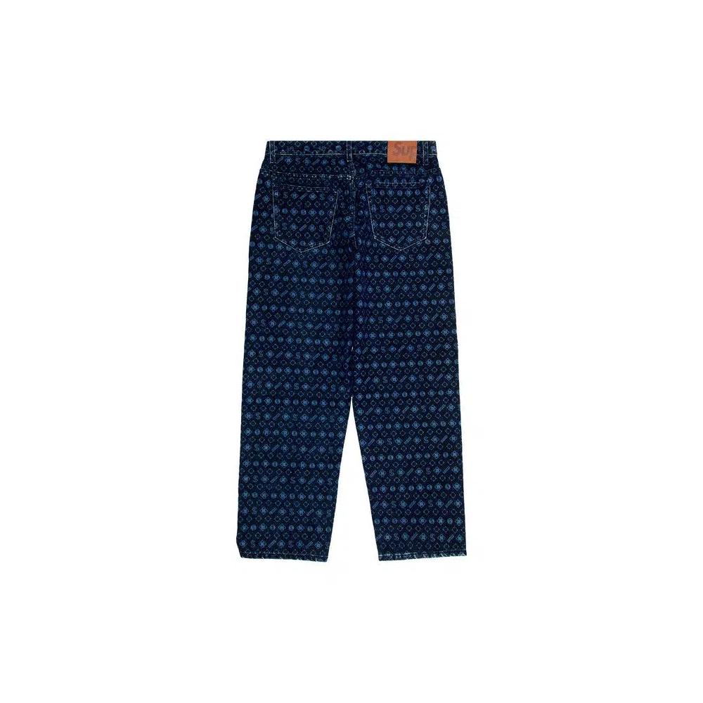Джинсы Supreme Flocked Loose Fit Jean «Blue» 2