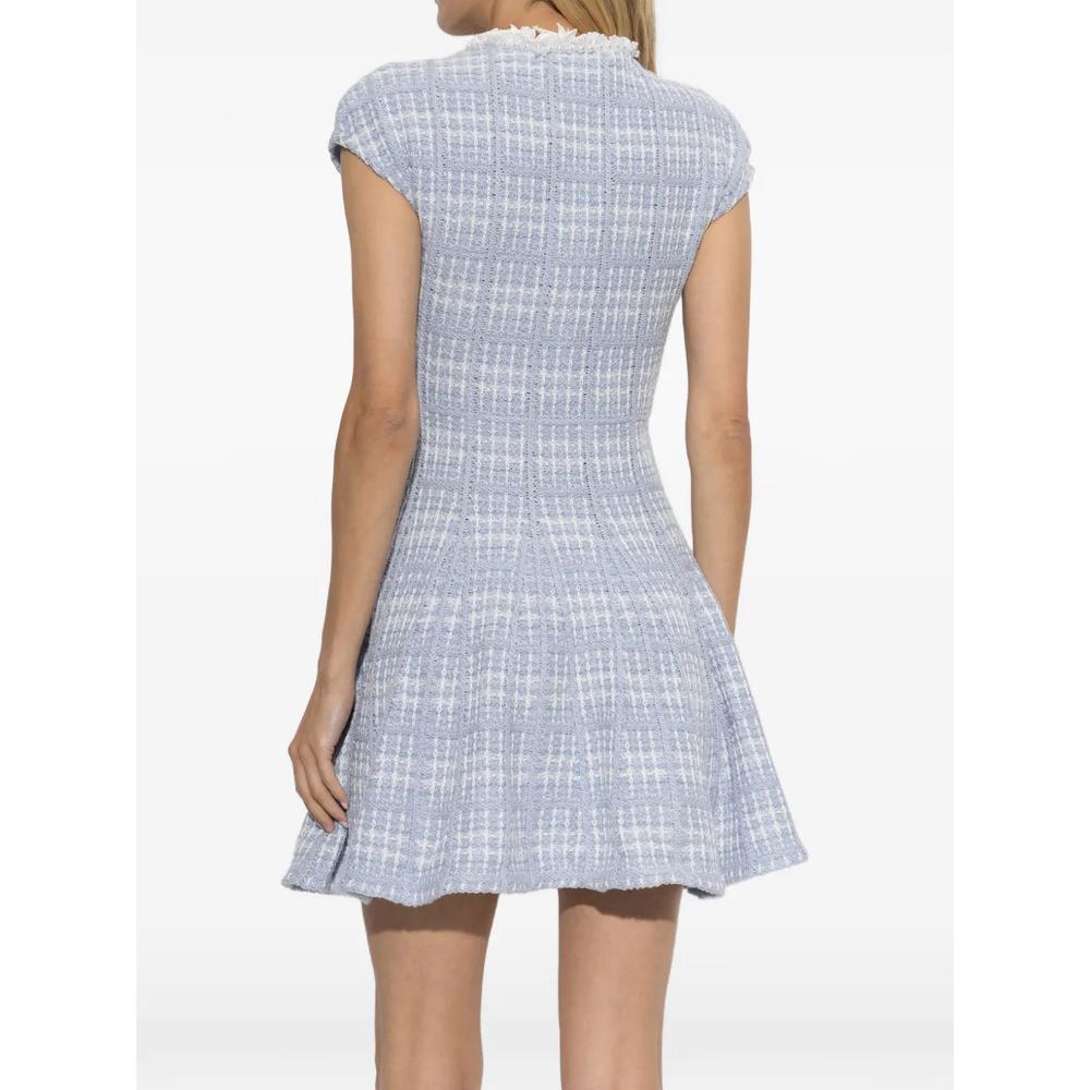 appliqué-neckline bouclé-knit mini dress 4