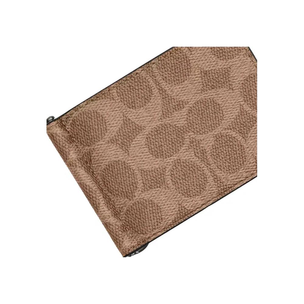 Тонкий зажим для денег Coach Slim Money Clip Wallet Billfold в цвете Tan Black CY059 3