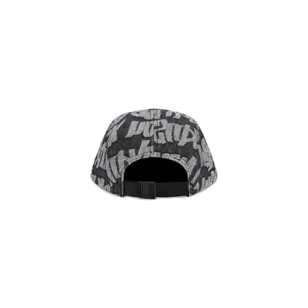 Кепки Supreme Fat Tip Jacquard Denim Camp Cap «Black» 2