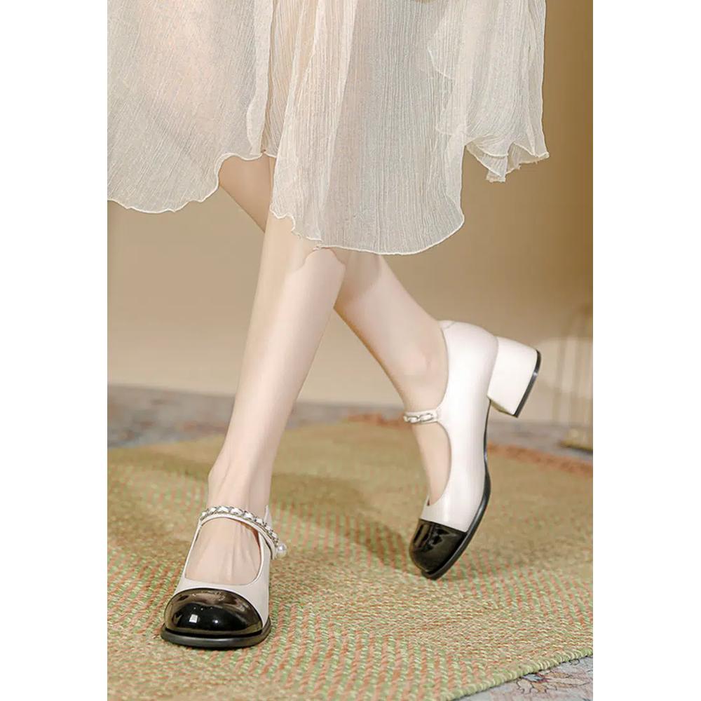 Туфли Мэри Джейн с перламутровым ремешком 4CM Color Matching TE3902-3 3