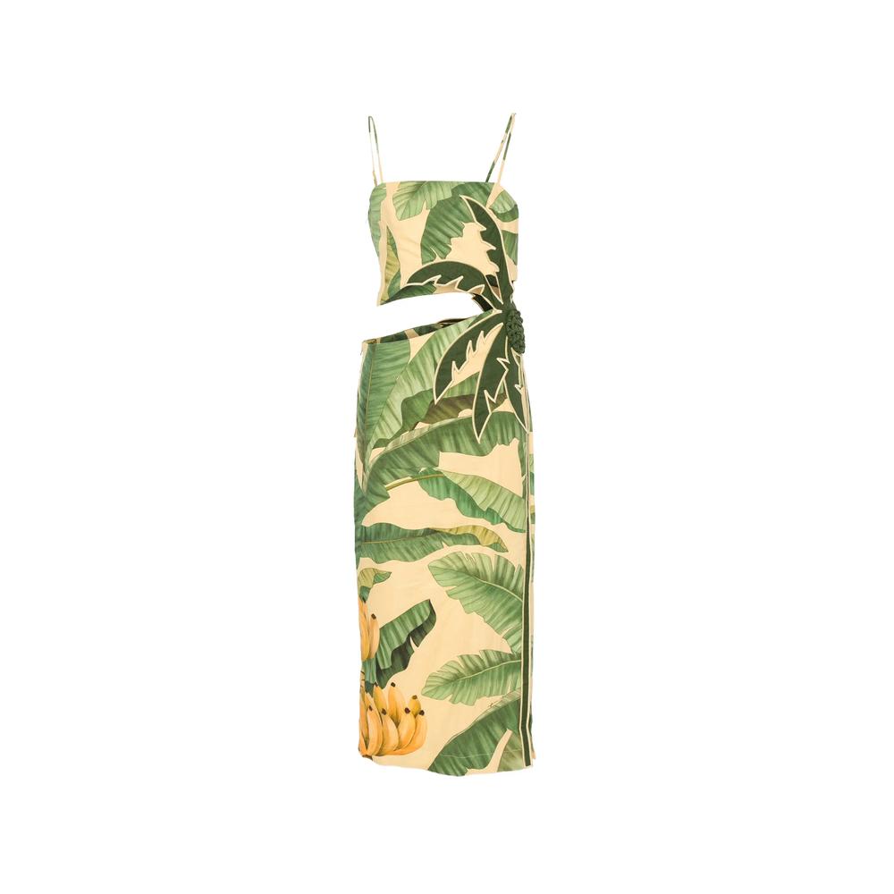 Платье миди Fruit Banana Leaves с вырезами 1