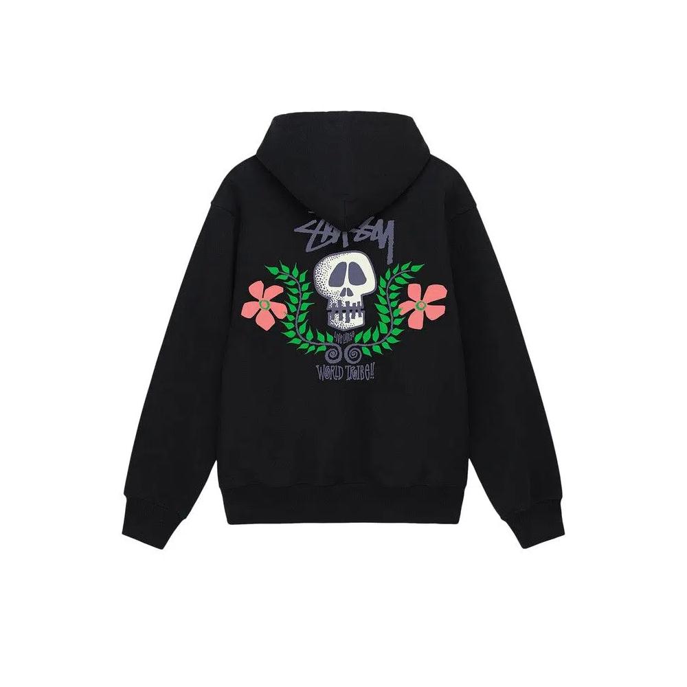 Толстовки на молнии Stussy Skull Crest Zip Hoodie 'Black' 2