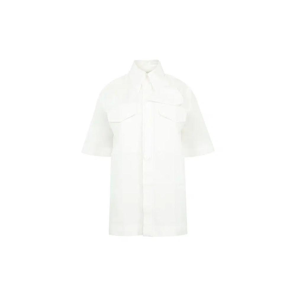 Футболки с коротким рукавом Bottega Veneta Compact Cotton Toile Short-Sleeve Shirt 'Мел' 3