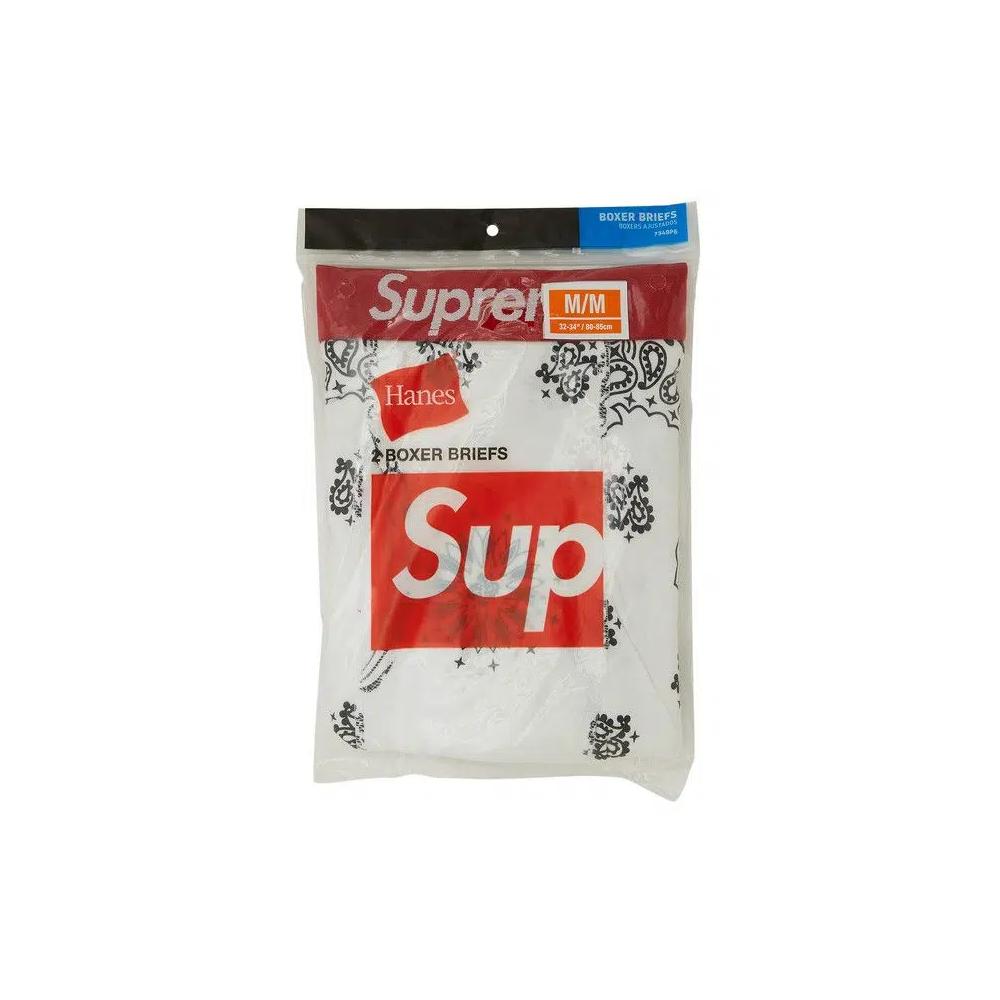 Нижнее белье Supreme x Hanes Bandana Boxer Briefs (2 упаковки) 'White' 1
