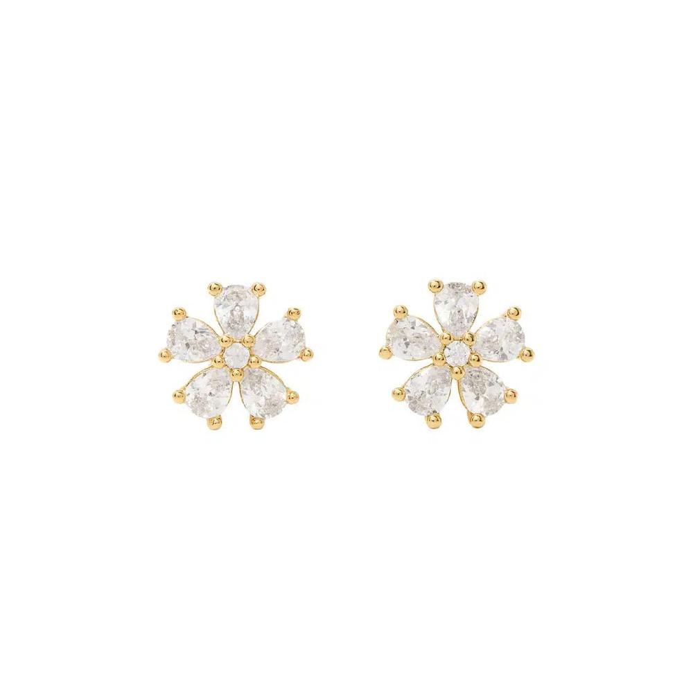 Серьги-гвоздики You're A Gem Flower Studs Clear/Gold KO969 1