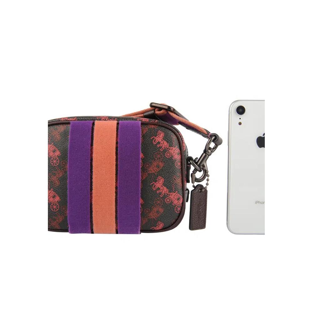 16 With Horse And Carriage Print And Varsity Stripe Camera Bag в цвете Pewter/Black Oxblood 6
