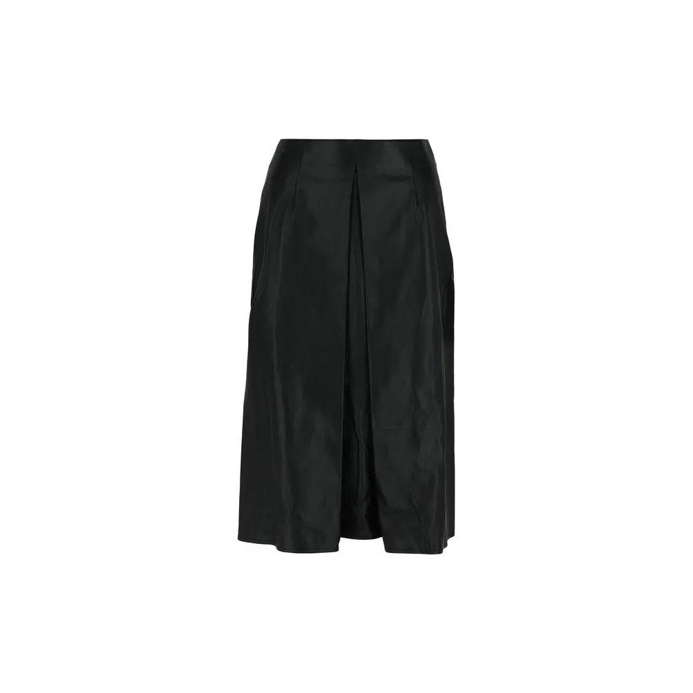 Юбки Ferragamo Pleated-Front Leather Midi Skirt 'Черный' 1