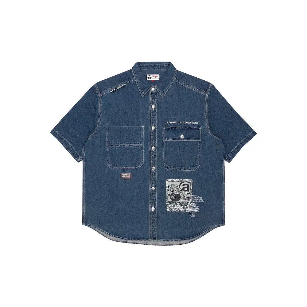Рубашки и топы AAPE Logo Workwear Short Sleeve Shirt 'Blue' 1