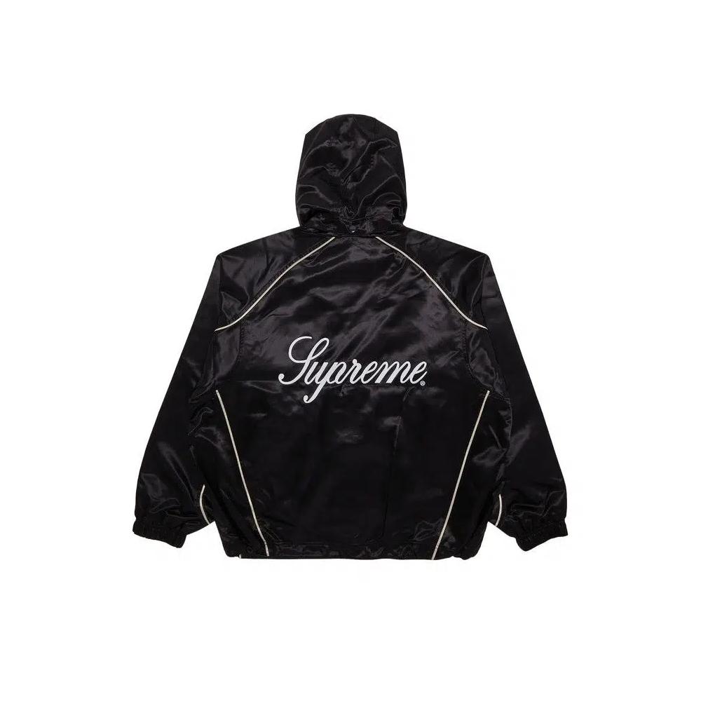 Куртки-бомберы Supreme Satin Hooded Track Jacket 'Black' 2