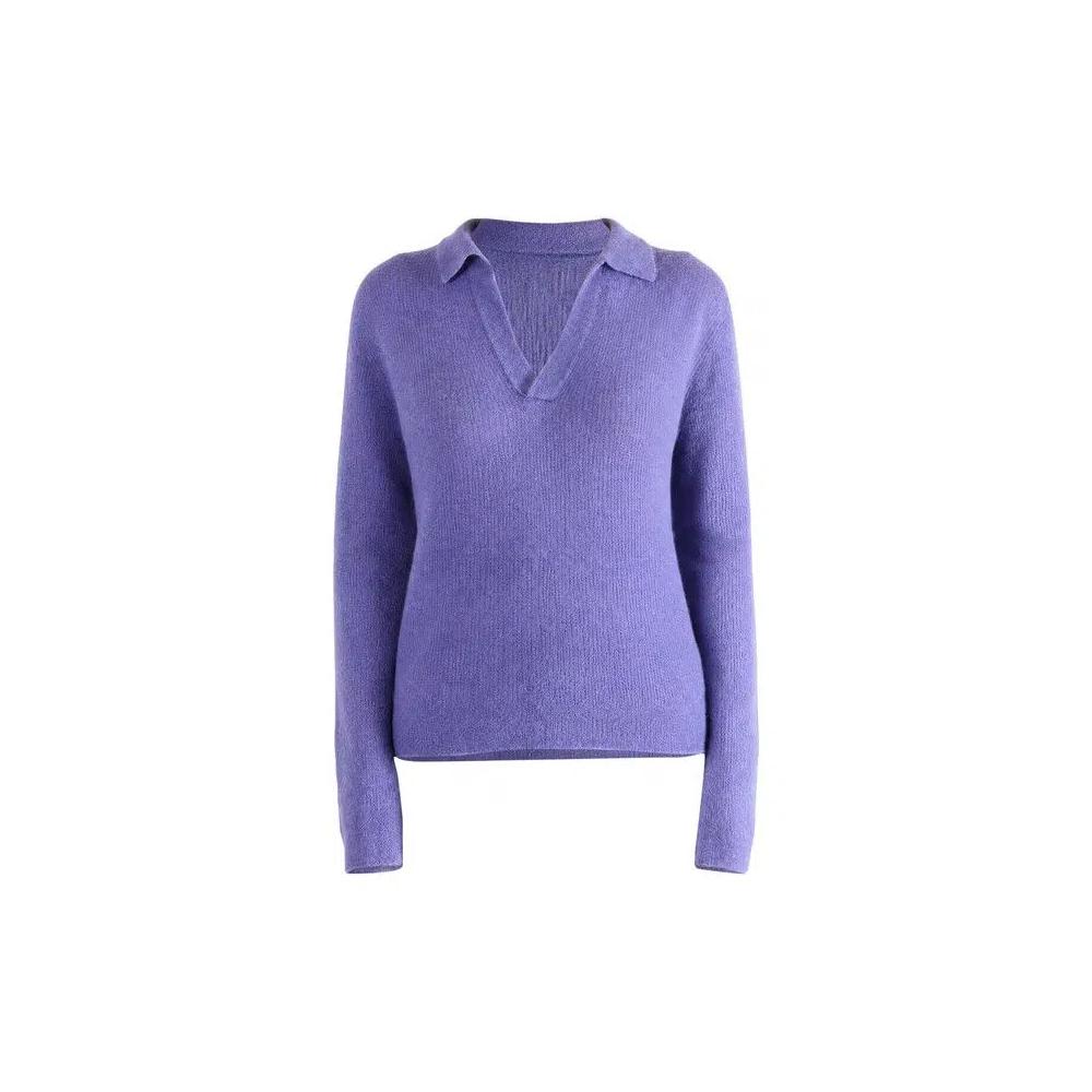 Поло Auralee Suri Alpaca Sheer Knit Skipper Polo 'Фиолетовый' 1